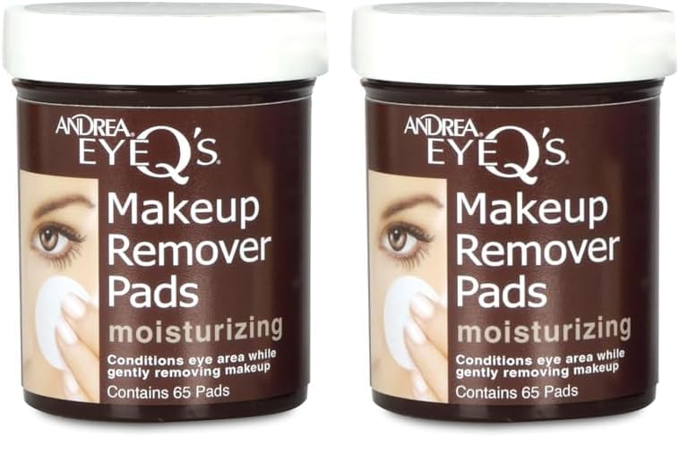 Andrea Eye Q's Eye Make Up Remover, Eye Q's Moisturizing, 65 pads (Pack of 2)