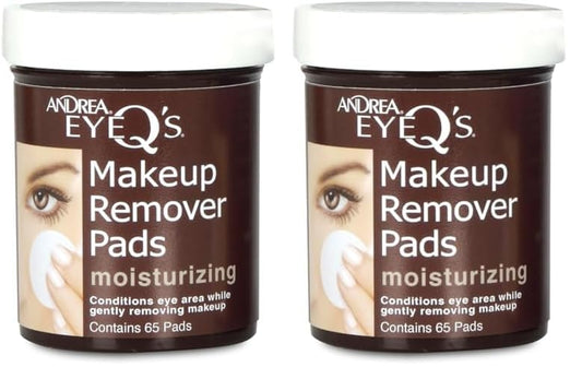 Andrea Eye Q's Eye Make Up Remover, Eye Q's Moisturizing, 65 pads (Pack of 2)