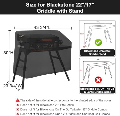 Griddle Cover for Blackstone 22 inch with Hood & Stand【Upgrade-600D Heavy Duty Fabric】 Waterproof UV & Fade Resistant Griddle Cover for Blackstone 17 and 22 inch Grill with Straps & Air Vents