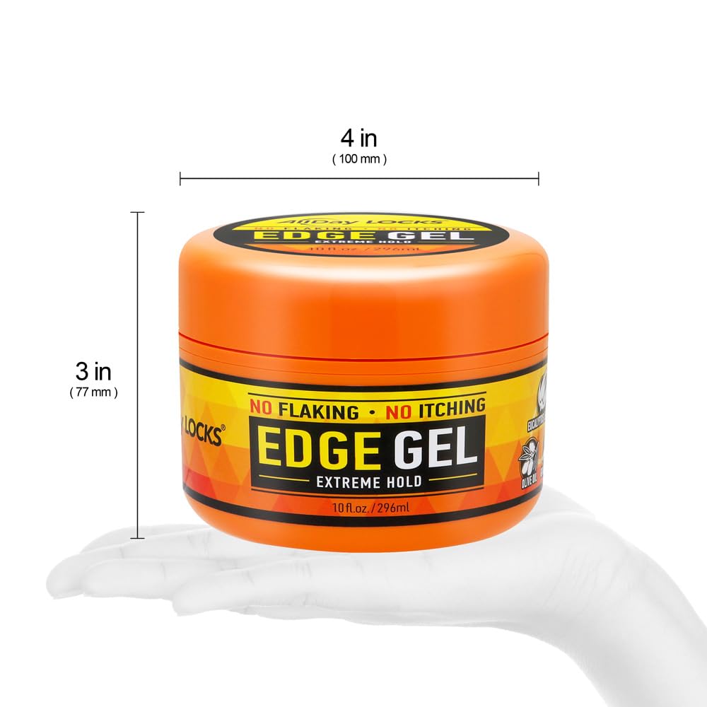 AllDay Locks Edge Gel | Extreme Hold Edge Control Gel | No Flaking, Itching, or Split Ends | Long Lasting Style for Braids, Locks, Twists, Cornrows | 10 oz
