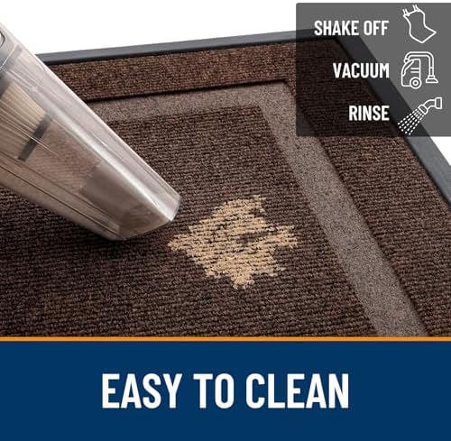 OLANLY Front Door Mat Indoor Outdoor Entrance, Waterproof All-Season, All-Weather Doormat, Sturdy Natural Rubber, Fade Resistant, Low Profile, Easy Clean Patio Porch Entryway Mat, 29.5x17, Dark Brown