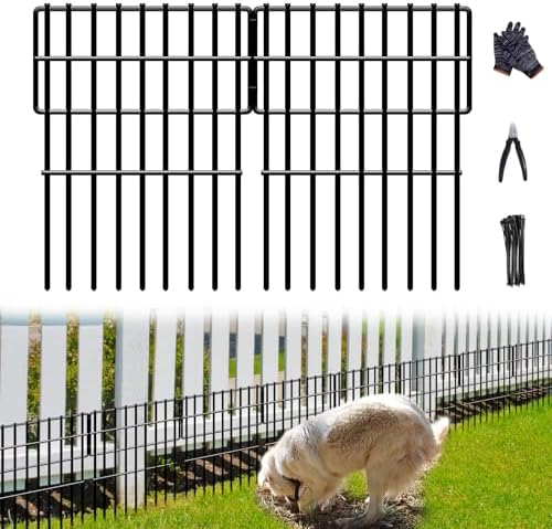 26 Panels No Dig Fence, 28ft(L) x 17in(H) Dog Digging Fencing Barrier, 1.2in Gap Animal Barrier for Bottom of Fence, Rustproof Metal Garden Edging Border Ground Defense Blockers for Outdoor Patio