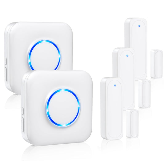 Door Chime, Satisure Door Sensor Chime When Door Opens, Door Entry Alarm for Business/Home/Office/Store with 600 FT Range 58 Chimes 5 Volume Levels LED Indicator (2 Receivers & 3 Sensors)