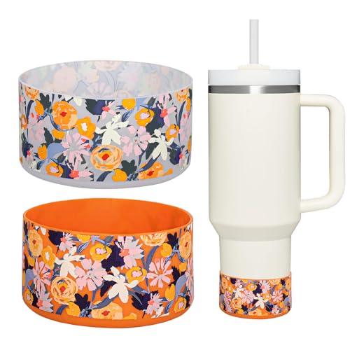 HEYSKAY 2pcs Protective Flask Silicone Boot Base for Stanley Quencher Adventure 40oz & Stanley IceFlow 20oz 30oz Tumbler, and Compatible with 12-24oz Hydro Sport Water Bottles,Yeti and More