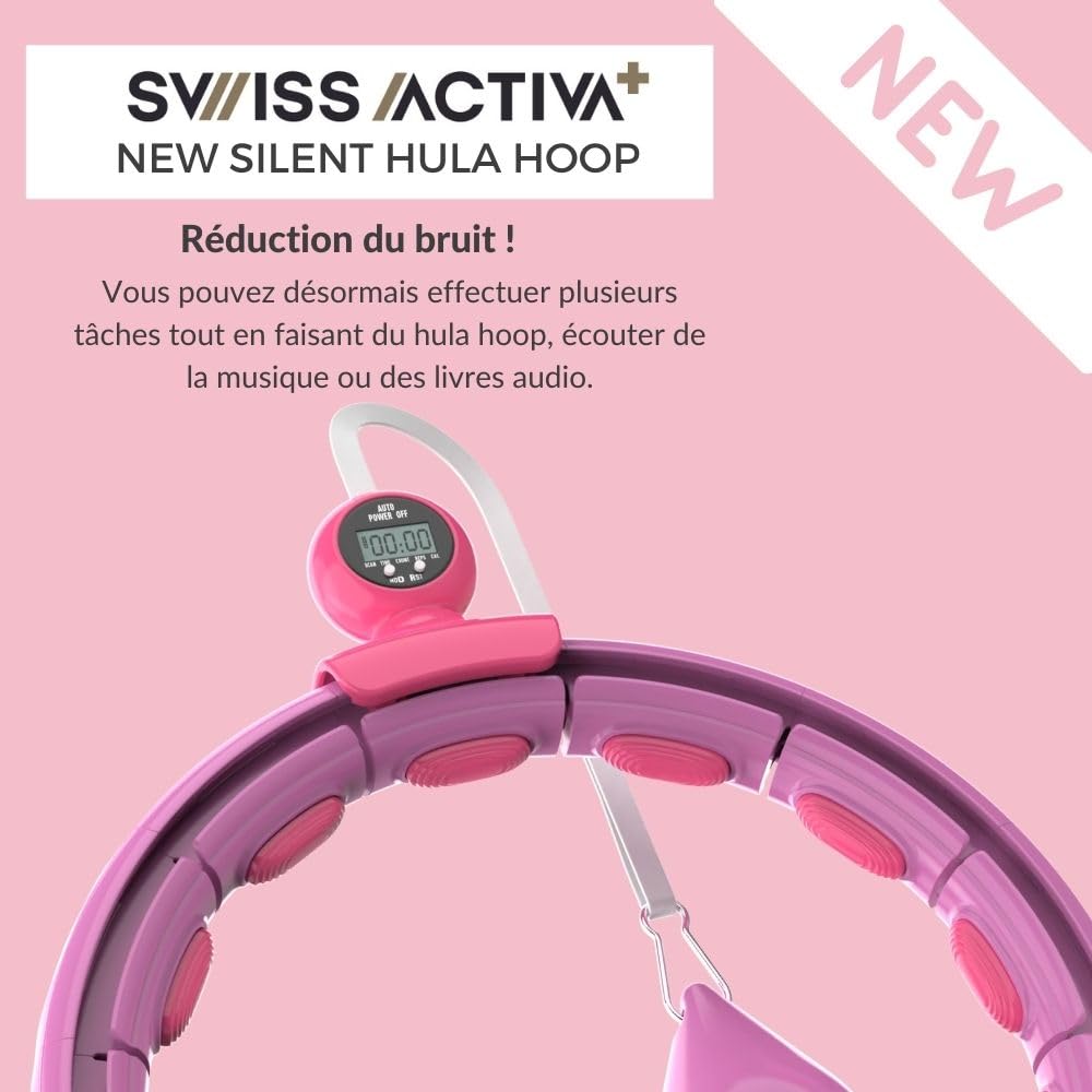 Swiss Activa+ Smart Hula Hoop S4.S XXL Extension Set - No Falling Hula Hoop - Hula Hoop 51 in - Fitness Hula Hoop with Weighted - Fitness Hoop Hula Hoop with Ball - Smart Hoola Hoop