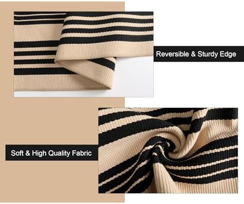 Black and Khaki Striped Rugs 3x5, Outdoor Cotton Hand Woven Front Door Mat,Washable Reversible Layered Door Mats, Foldable Front Porch Rug for Entryway/Home Entrance/Farmhouse
