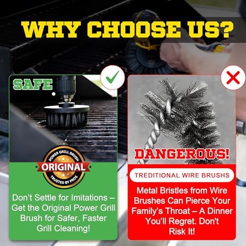 5 Piece BBQ Cleaning Kit - Nylon Safe Bristle, Free Non, Wire-Safe for All Grates Stainless Steel Charcoal/Gas Scraper,Accessories Outdoor Gift for Dad/Men Cool Barbecue Cleaner