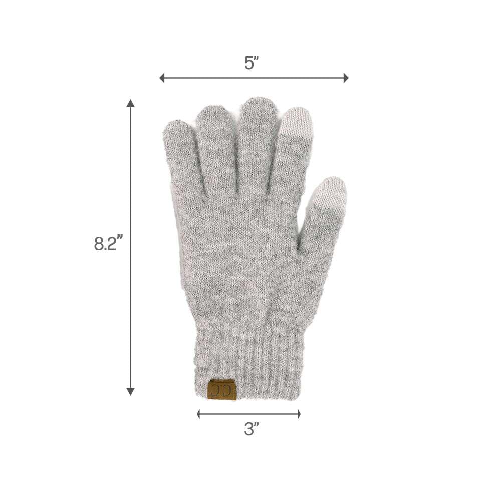 C.C Eco Friendly Unisex Classic Warm Winter Beanie and Touchscreen Glove Set (Light Melange Grey)
