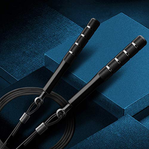 Jump Rope, Wastou Speed Jumping Rope for Training Fitness Exercise, Adjustable Adults Workout Skipping Rope for Men, Women, Kids, Girls (Black)