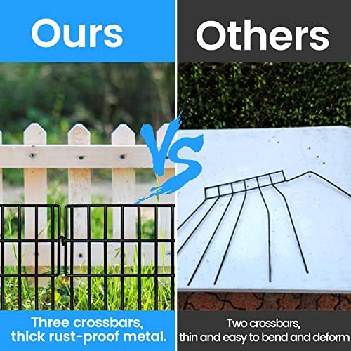 22 Pack Animal Barrier Fences, 1.5" Gap No Digging Garden Fence Panels, Metals Black Deterrent Fence for Dogs Rabbits, Decorative Fence for Outdoor Landscape Patio Total 22 ft(L)×16 in(H)