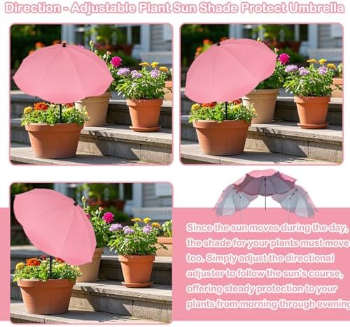 3 Pack Upgraded Plant Umbrellas for Outdoor Plants, Adjustable Garden Shade Umbrella 26" Larger Plants Shade Cover Umbrella Sun Protection for Potted Plants Garden Beds from Direct Sunlight