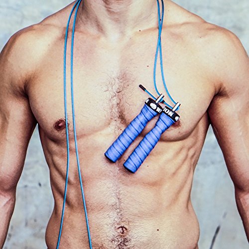 WOD Nation Attack Speed Jump Rope : Adjustable Jumping Ropes : Unique Two Cable Skipping Workout System : One Thick and One Light 11 Foot Cable : Perfect for Double Unders forHiit : Fits Men and Women