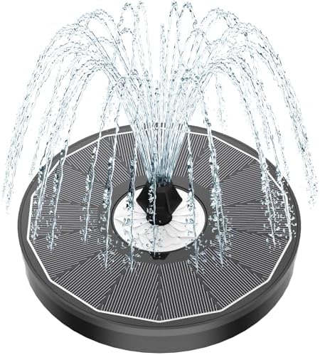 Solar Fountain Glass White Flower, 3.5W Bird Bath Fountains Solar Power No Battery with 4 Fixed Rods & 7 Nozzles, Solar Fountain Pump for Bird Bath, Garden, Outdoor, Pond, Pool,Hummingbird