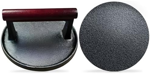 Ian's Smash Burger Press 6.5" Cast Iron Hamburger Press Heavy Duty - Burger Smasher Griddle Press, Meat Press, Makes Great Gift for Dad