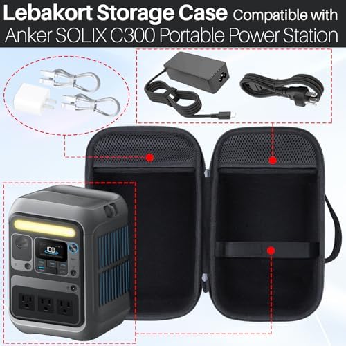 Hard Case Compatible with Anker SOLIX C300 Portable Power Station Outdoor 288Wh LiFePO4 Battery 300W (600W Surge) Solar Generator