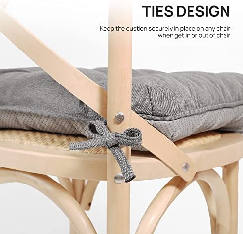 Love's cabin Memory Foam Chair Cushions Set of 4, Outdoor/Indoor Chair Pads for Dining Chairs 4 Pack, Seat Cushions for Kitchen, Dining Room, Office, Patio Chairs, 15.5"x15.5"x3.5" Grey