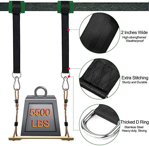 Safe Tree Swing Hanging Straps Kit, 3FT/10FT/15FT/20FT, Heavy Duty Holds 5500LBS Extra Long Adjustable Tree Swing Straps, Easy & Fast Way to Hang Any Swing or Hammock(10 FT)