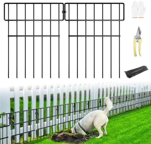 25 Panels Animal Barrier Fence No Dig, 27 Ft(L) X 17 in(H) Decorative Garden Edging Fence for Yard, Rustproof Metal Outdoor Garden Fences Borders for Dogs, Small Pets, Landscape, and Lawn