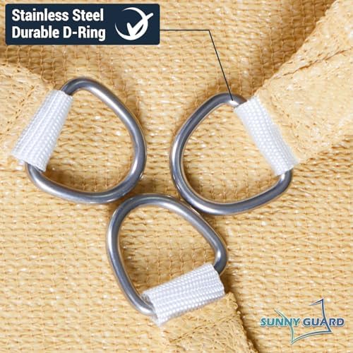 SUNNY GUARD Sun Shade Sail 16'x16'x16' Triangle Sand UV Block Sunshade for Backyard Yard Deck Patio Garden Outdoor Activities and Facility(We Make Custom Size)