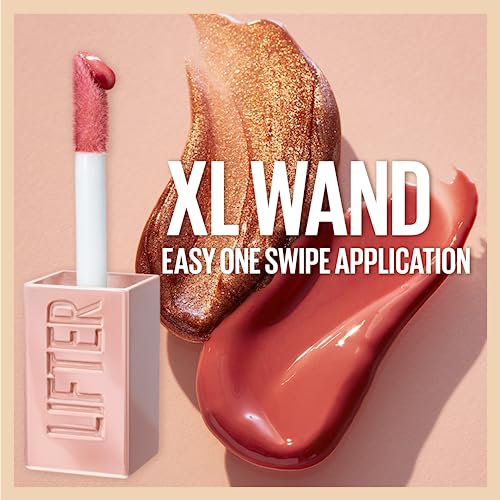 Maybelline Lifter Gloss, Hydrating Lip Gloss with Hyaluronic Acid, High Shine for Plumper Looking Lips, Crystal, Golden Neutral, 0.18 Ounce