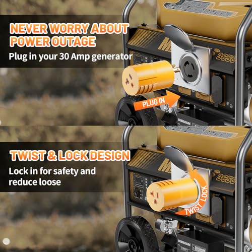 Shore Power NEMA L5-30P to 5-15/20R RV Generator Adapter MECMO Marine 30 Amp to 110 15 Amp Household Regular Connector, 30A 3 Prong Twist Lock Locking Generator Male L5-30P to 5-15R 5-20R Female Cord