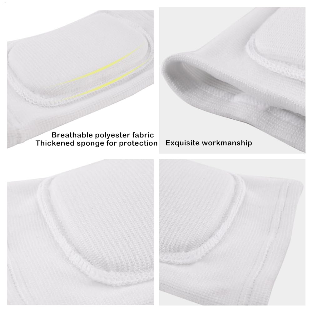 Kids Volleyball Kneepad Soft with Sponge 1 Pair, Knee Sleeve for Adult Youth Pole Dance Cycling Soccer Roller Skating-Elbow Support Work Gym Yoga Golf Leg Protector Auto Mechanic-Black(White, S)