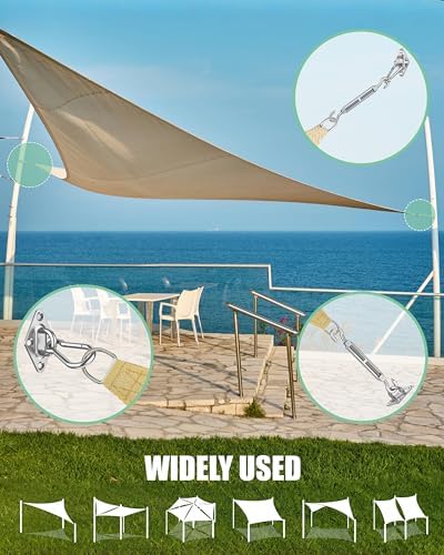 Sun Shade Sail Hardware Kit: 6 Inch Stainless Steel Sun Sail Hardware Kit for Triangle & Rectangle Shade Sail Canopy Installation, 44 Pcs Sunshade Hardware for Sun Shades Outdoor Patio Garden Backyard