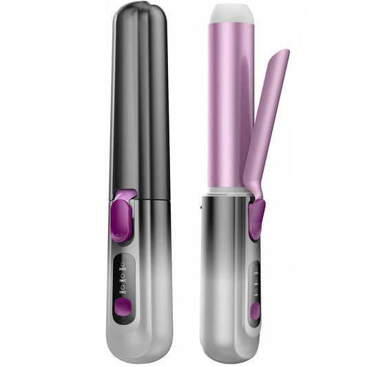 Cordless Curling Iron for Travel, 8000mAh Rechargeable Hair Curlers with Safe Mode, 30s Fast Heat-Up, 200 M Negative Ions, Portable Curling Wand for Womens Curls Waves Hair