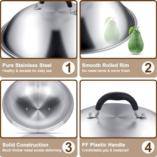 Griddle Accessories for Blackstone, Commercial Grade 12 Inch Heavy Duty Round Basting Cover, Stainless Steel Cheese Melting Dome and Steaming Cover, Best for Use in Flat Top Grill Cooking