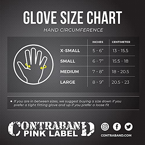 Contraband Pink Label 5137 Women's Padded Weight Lifting and Rowing Gloves w/Grip-Lock Padding (Pair) - Machine Washable Fingerless Workout Gloves Designed Specifically for Women (Black, X-Small)