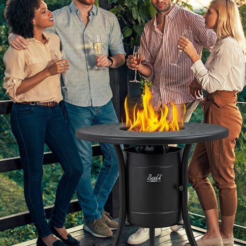 BALI OUTDOORS Dual 1-Pound Propane Fire Pit Outside, 26 inch Outdoor Fire Pit Black, Round Firepit Table for Outside Patio