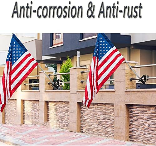 Heavy Duty Flagpole Mount Bracket for Balcony Railing Truck Flag Pole Holder Clamp,Flag Pole Holder Bracket Wall Mounted,Horizontal and Vertical Railings Installation,Strong and Rust Free