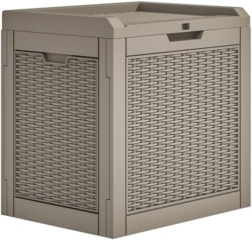 YITAHOME 32 Gallon Outdoor Storage Box, Water Resistant Resin Deck Box, Indoor Outdoor Lockable Storage Container for Patio, Garden, Cushions, Tools, Equipment(Brown)