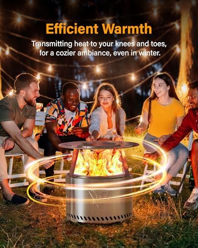 YEFU Fire Pit Heat Deflector for Solo Stove Bonfire 19.5", Portable 304 Stainless Steel Heat Diffuser Accessory for Firepit Captures and Redirects Warmth, Detachable Burner Cover Accessories