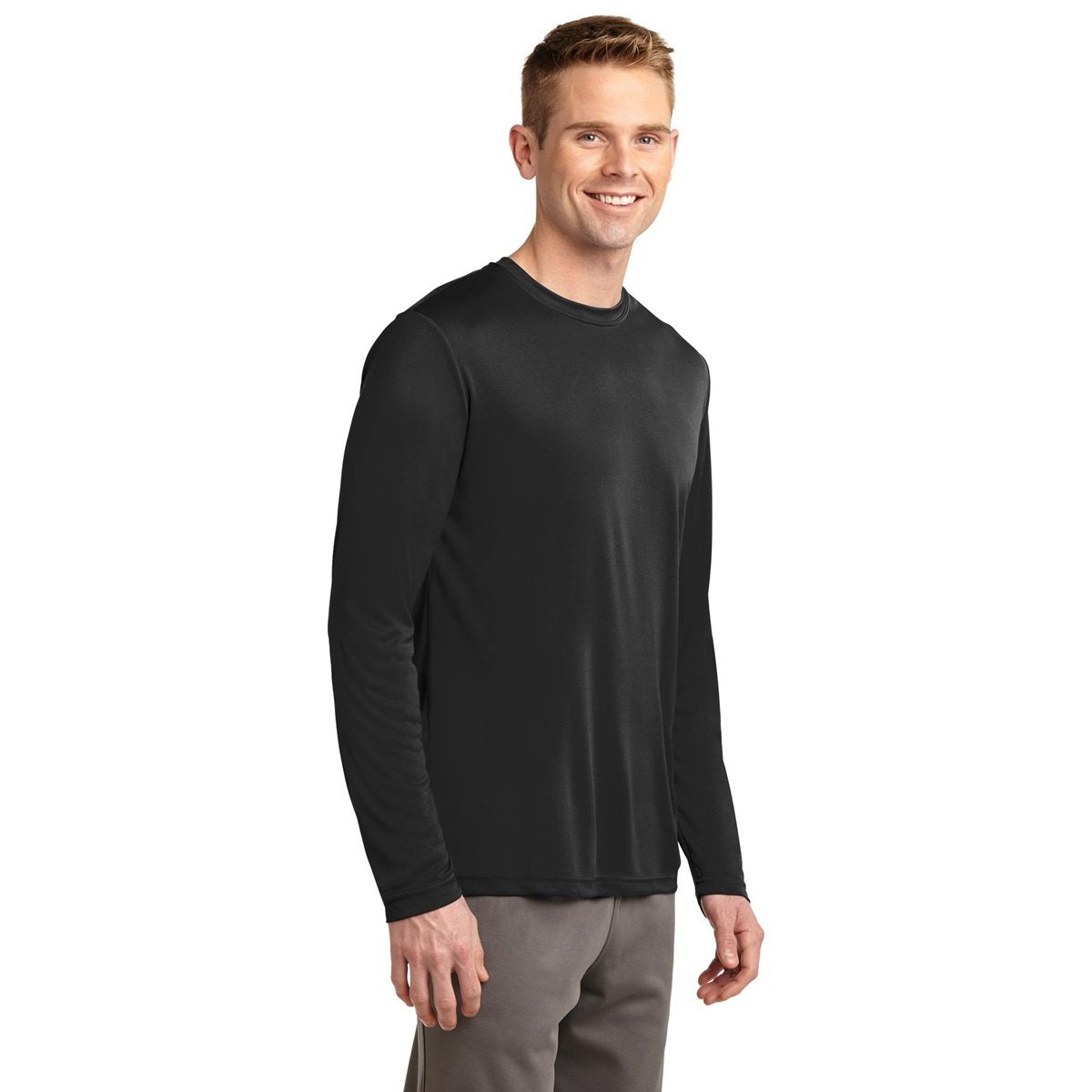 Dri-Tek Big & Tall Long Sleeve Moisture Wicking Athletic T-Shirt, Black, LT