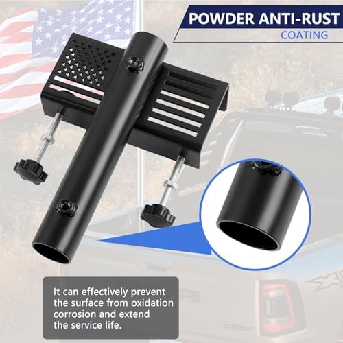 Flagpole Holder for Truck Bed, No Drilling Pickup Truck Flagpole Mount in Bed,Trailer Bed Flag Holder, Fit Up to 1.3 Inch Flag Pole (Black, Pack of 2)