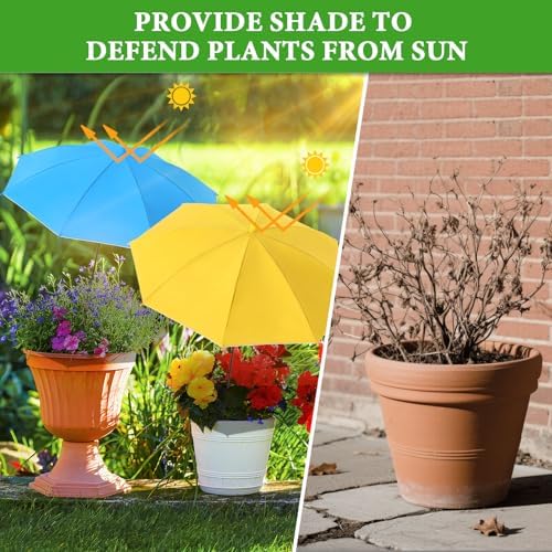3 Pack Plant Umbrellas for Outdoor Plants - Adjustable Height Garden Umbrella Shade for Potted Plants Garden Beds Flower Pot, Provide Shade to ‌Defend Plants from Blazing Sun, Upgraded Larger Size