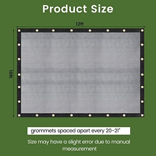 [Windscreensupplyco] 60-70% 10 FT X 12 FT Mesh Tarp/Shade Cloth 9-Needle Knitted Heavy Duty Black with Grommets for Green House, Garden, pergola, Pools, Dump Truck - MT1012BLKX1