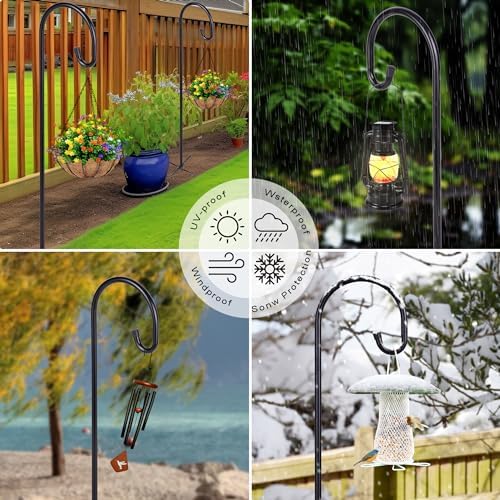 Shepherd-Hooks Adjustable for Bird-Feeder Lantern Plant-Hook Garden-Stake - Plant Stand Hanger for Outdoor Flower Basket, Bird Feeder Hanger Weddings Décor