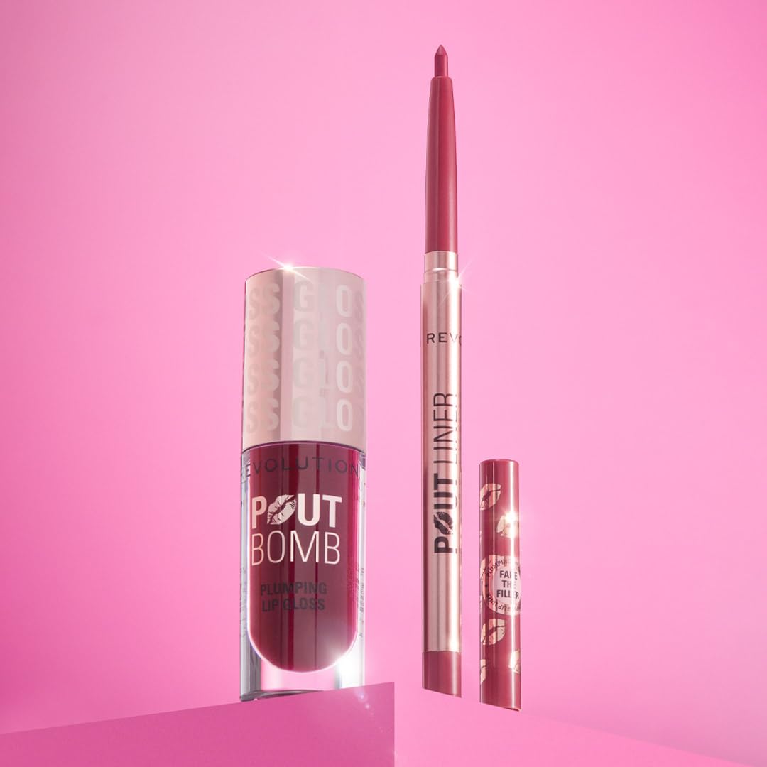 Revolution Beauty, Pout Bomb Plumping Lip Liner, Long Lasting Lip Shaper with Hyaluronic Acid & Vitamin E, Vegan & Cruelty-Free, Light Mauve