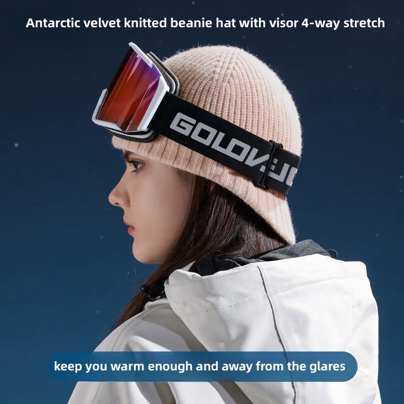 Winter Hats for Men Women - Thick Warm Stylish Knit Beanie Hat, Soft Stretch Cute Womens Winter Hats with Visor Pink