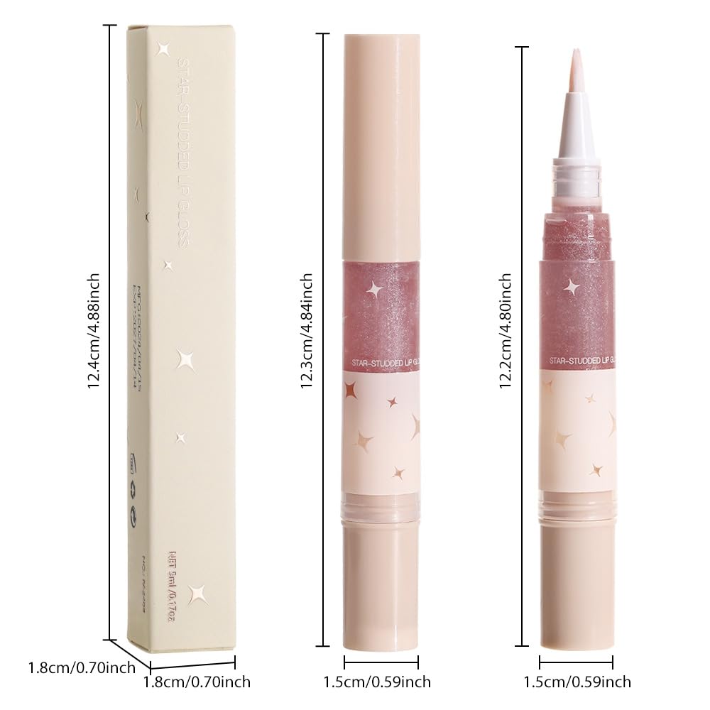 evpct 1Pcs Nude Pink Pearlescent Shine Shimmer Glitter Lipstick Lip Gloss, Metallic Sparkly Sparkle Glossy Lip Gloss Tint Stain Liquid Lipsticks Makeup Set for Women Long Lasting Waterproof 6