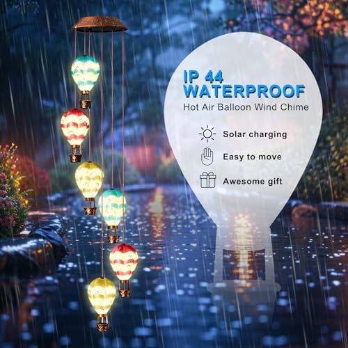 Solar Wind Chimes for Outside - Solar Lights Outdoor Decor Gifts for Women Mom Grandma Birthday Gifts