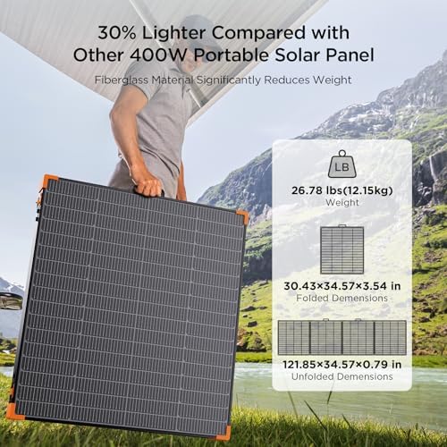 N-Type 16BB 450W Portable Solar Panel,Road Trip Essentials,38V Foldable Solar Charger for Power Station, 25% High Efficiency IP68 Waterproof 4 Reinforced Kickstands for Camping RV Hurricane