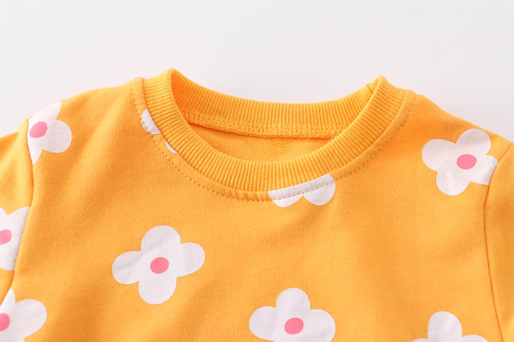 AIWUHE Toddler Girls Sweatshirts Casual Pullover Crewneck Winter Long Sleeve Tops Shirts Clothes Yellow flowers 5T 9200