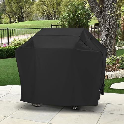SunPatio Barbecue Grill Cover 65 Inch, Outdoor Heavy Duty Waterproof Charcoal Gas Grill Cover, Fade Resistant, All Weather Protection Compatible for Weber Charbroil Nexgrill and More, Black