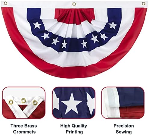 4th of July Flags Decorations Outdoor 6PCS 3x6 FT USA Buntings American Pleated Fan Flags for Patriotic Veteran's Day, Independence Day, Memorial Day