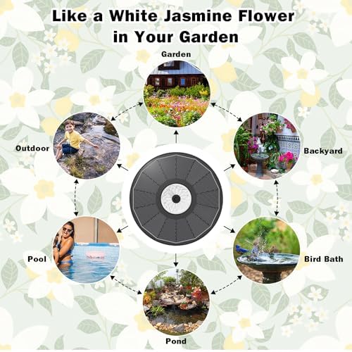 Solar Fountain Glass White Flower, 3.5W Bird Bath Fountains Solar Power No Battery with 4 Fixed Rods & 7 Nozzles, Solar Fountain Pump for Bird Bath, Garden, Outdoor, Pond, Pool,Hummingbird