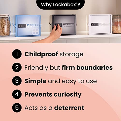 Lockabox One™ | Premium Lock Box | Medium Combination Lock Box For Food, Medicine & Home Safety | External Size 12 x 8 x 6.6 inches (Jet)