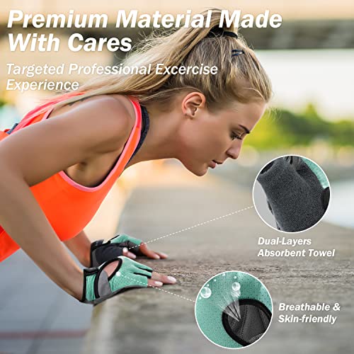 LIFECT Freedom Workout Gloves, Knuckle Weight Lifting Shorty Fingerless Gloves with Curved Open Back, for Powerlifting, Gym, Women and Men (Aqua, X-Small)